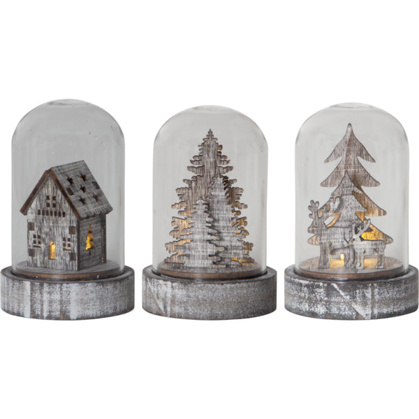 Star Trading Tischleuchte – 3er Pack, Ø 5,5 × 8,5 cm, 0,06 W, Warmweiss, Timer, Batterie CR2032, Braun