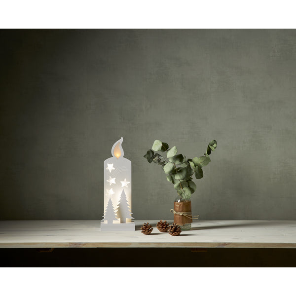 Star Trading Grandy Dekorationsfigur – 13 × 36 × 8 cm – Holz, Weiss, 12 LEDs