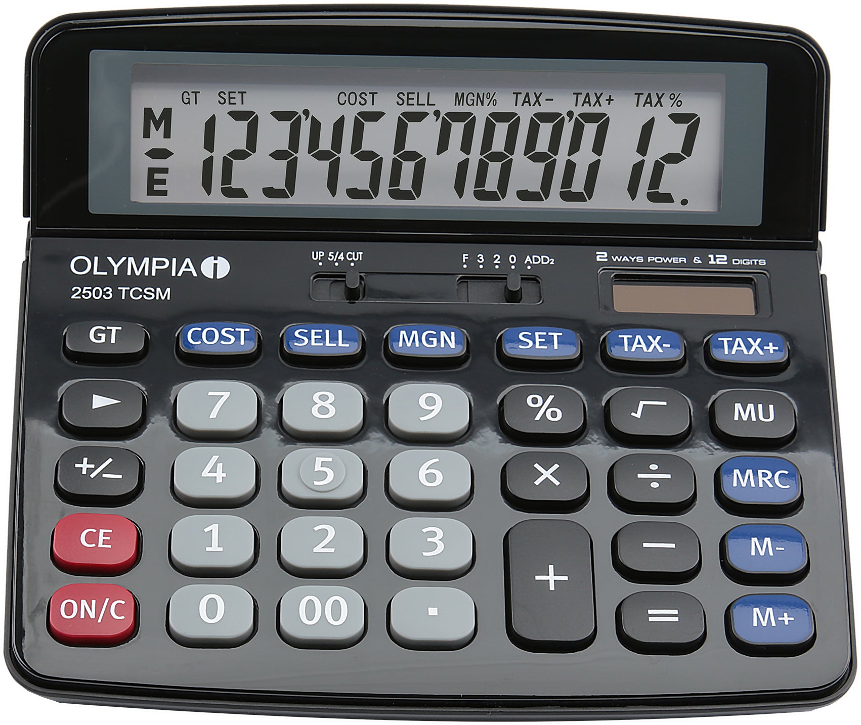 Olympia Tischrechner 2502 – 10-stellig – Solar/Batterie – Schwarz/Blau/Grau