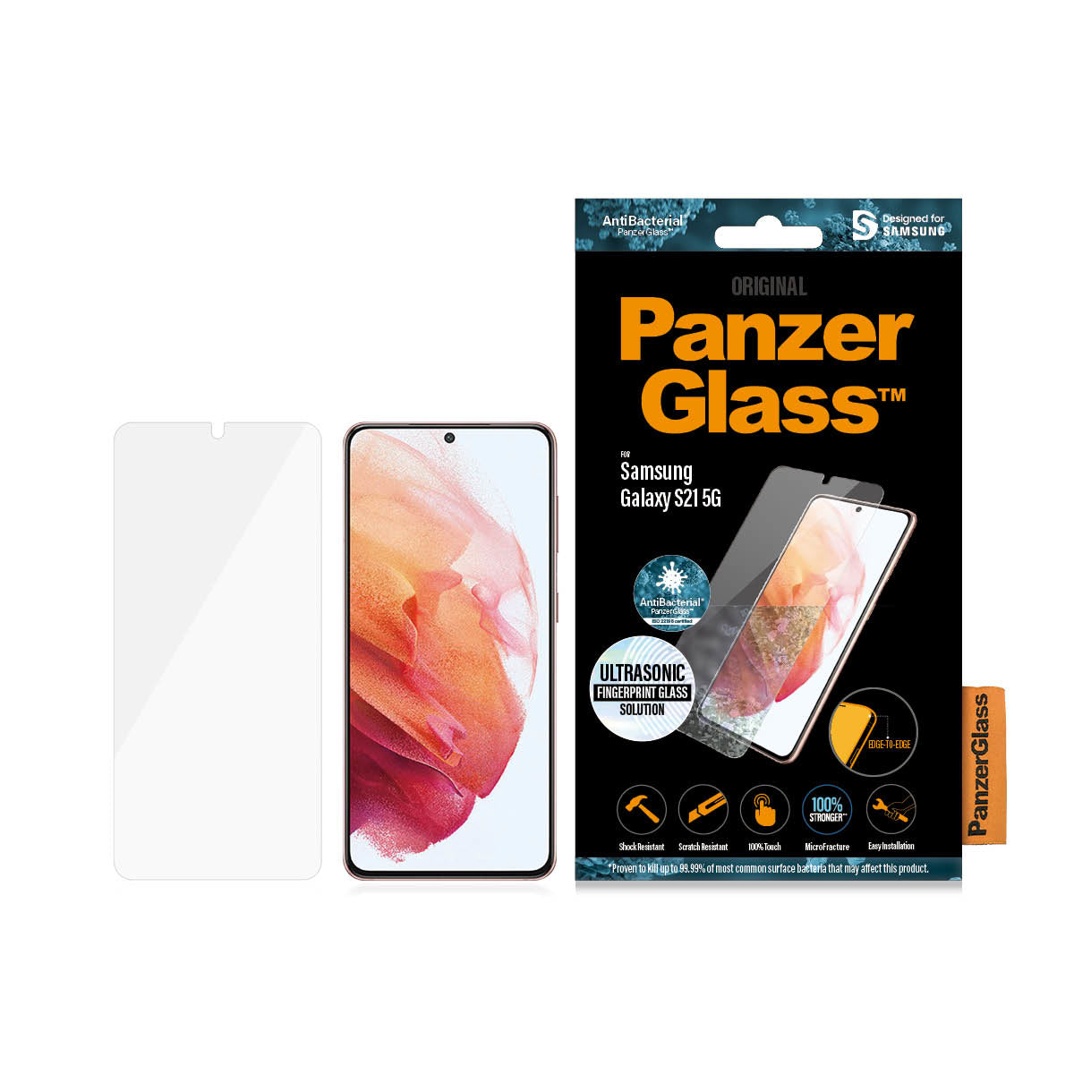 PanzerGlass Displayschutz (Panzerglas), Case Friendly – für Galaxy S21 5G