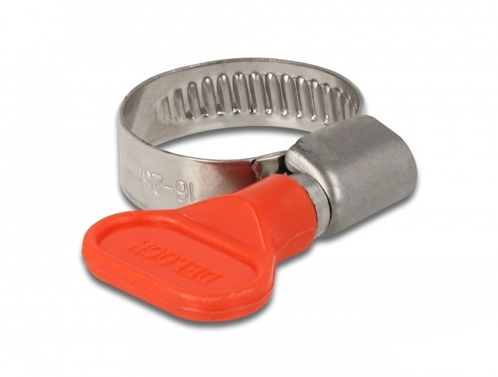 DeLOCK Schlauchschellen 16–25 mm, 9 mm Edelstahl/Kunststoff – 10 Stk – mit Flügelmutter