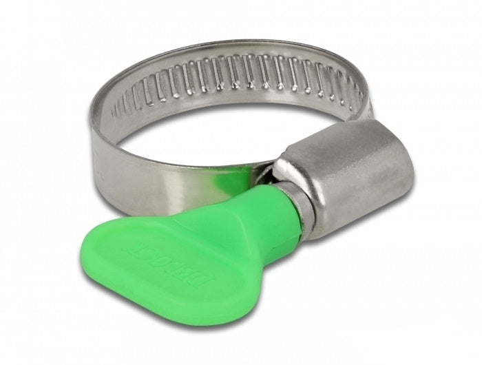 DeLOCK Schlauchschelle – Ø 22–32 mm, Breite 9 mm, Kunststoff/Edelstahl, Grün, 10 Stk.