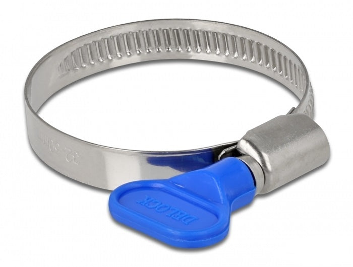 DeLOCK Schlauchschellen – Ø 32–50 mm, Breite 9 mm, Kunststoff/Edelstahl, Blau, 10 Stk.