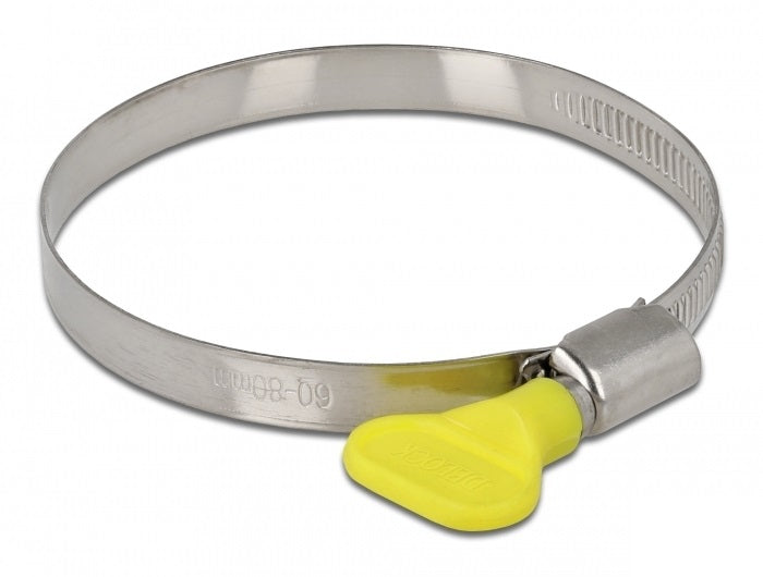 DeLOCK Schlauchschellen – Ø 60–80 mm, Breite 9 mm, Kunststoff/Edelstahl, Gelb, 10 Stk.