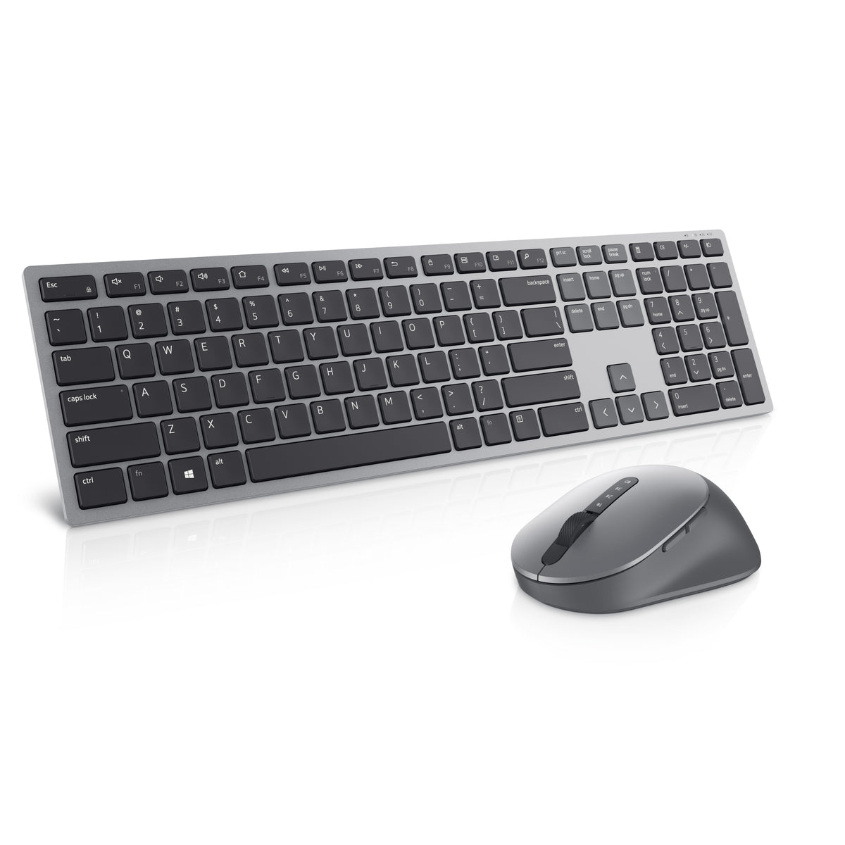 DELL Pro Plus KM7321W – Tastatur-Maus-Set – Bluetooth & 2,4 GHz (Empfänger) – QWERTY (US-INT) – Grau