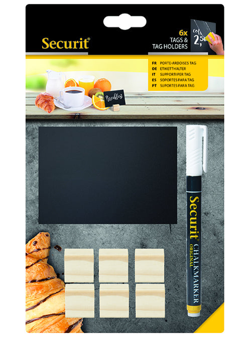 Securit Minikreidetafel/Schilder – DIN A7 (74 × 105 mm) hoch – Kunststoff, Holz – für Kreide & Kreidemarker