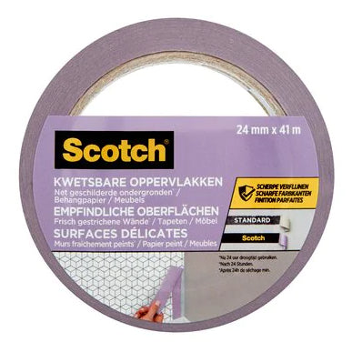 3M Scotch Malerband Sensitive Surface 2080, rosa – 24 mm × 41 m, innen, UV-beständig, rückstandsfrei bis 60 Tage
