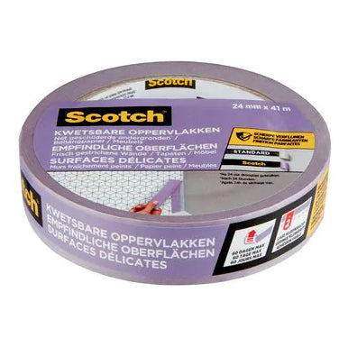 3M Scotch Malerband Sensitive Surface 2080, rosa – 24 mm × 41 m, innen, UV-beständig, rückstandsfrei bis 60 Tage