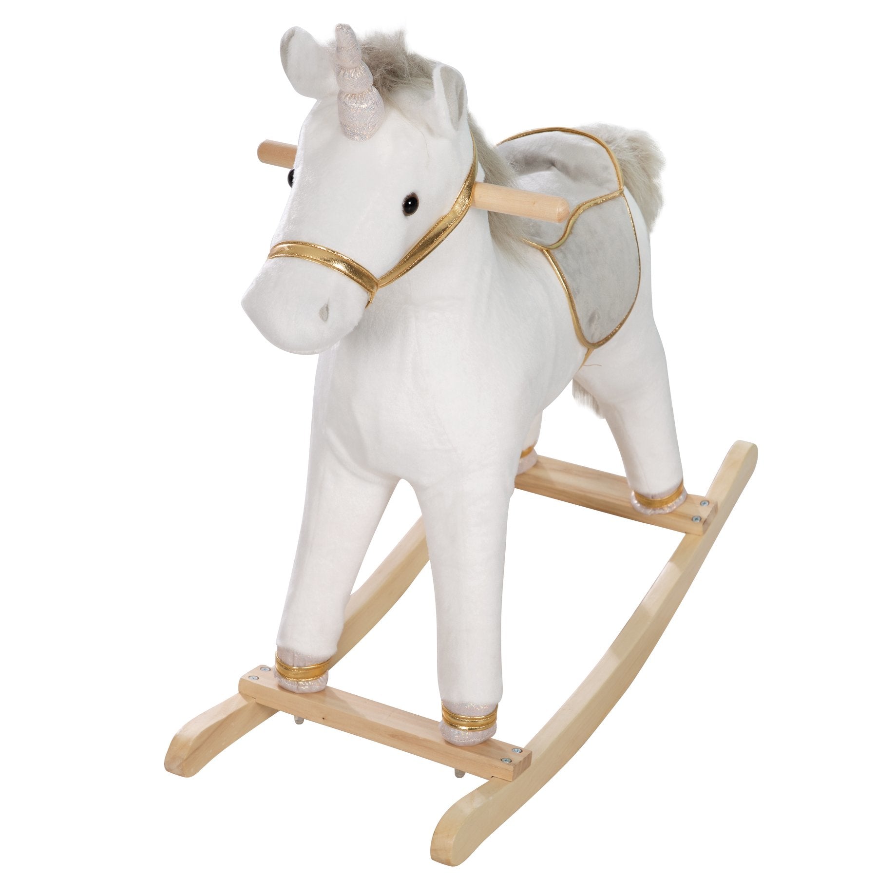 roba 460120 Schaukelspielzeug Einhorn – 31 × 63 × 73 cm – ab 2 Jahren – Sperrholz, Polyester – grau/weiss/gold