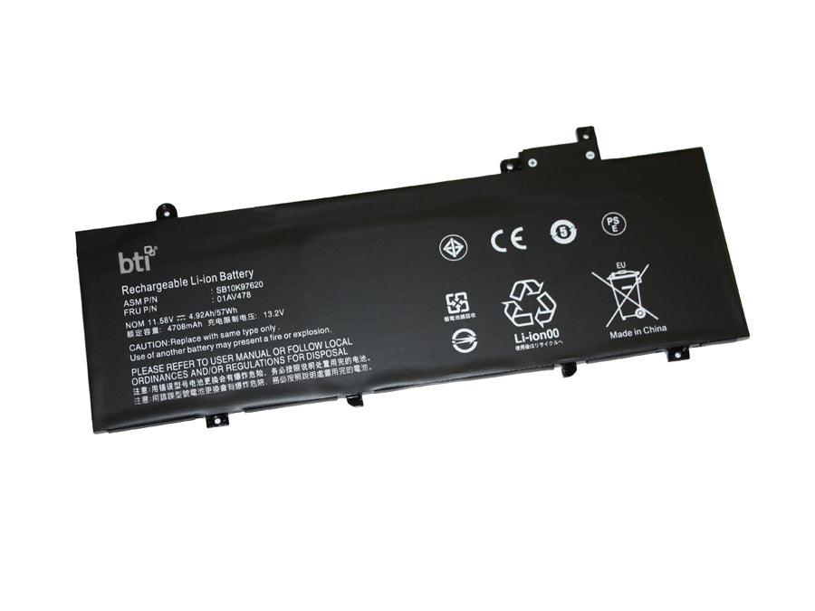 BTI Notebook-Akku – für Lenovo ThinkPad T480s – 57 Wh, 11,52 V (3 Zellen) – Schwarz