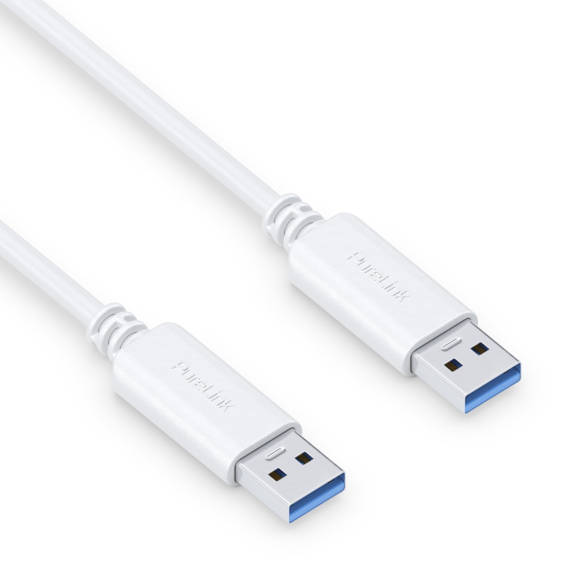 PureLink USB-A auf USB-A Kabel – USB 3.2 Gen 1 (5 Gbit/s) – 1 m – Goldstecker, PVC-Mantel – Weiss