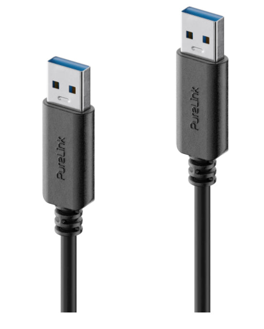 PureLink USB-A auf USB-A Kabel – USB 3.2 Gen 1 (5 Gbit/s) – 0,5 m – PVC, Goldstecker – Schwarz