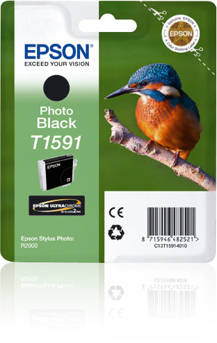 Epson Tintenpatrone T1591, Schwarz – für Inkjetdrucker/Multifunktionsgeräte