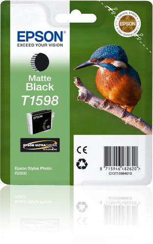 Epson T1598 Foto-Schwarz Tintenpatrone (Original) – 800 Seiten – für Epson Stylus Photo R2000 – C13T15984010