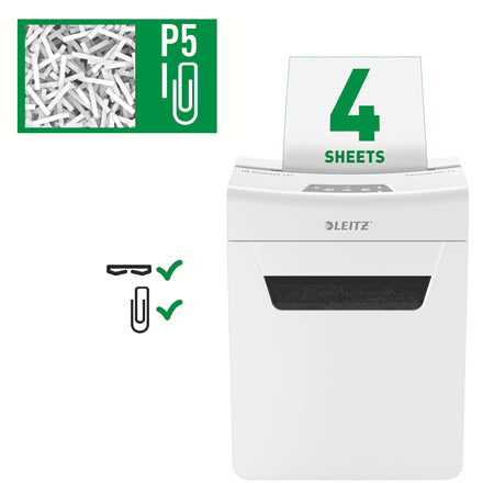 Leitz Aktenvernichter – IQ Protect 80940000 4M, Mikrogeschnitten P-5, 14 l