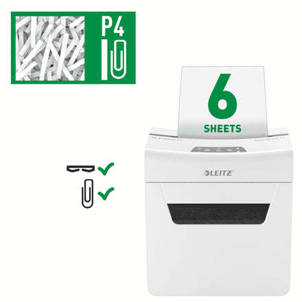 Leitz IQ Protect 80900000 – Aktenvernichter, DIN P-4, Partikelschnitt, 6 Blatt, 10 l