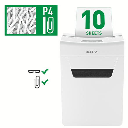 Leitz IQ Protect – Aktenvernichter, DIN P-4, Partikelschnitt, 10 Blatt, 18 l