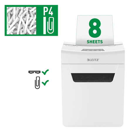 Leitz IQ 8X PROTECT PREMIUM Aktenvernichter, DIN P-4, Partikelschnitt, 8 Blatt, 14 l