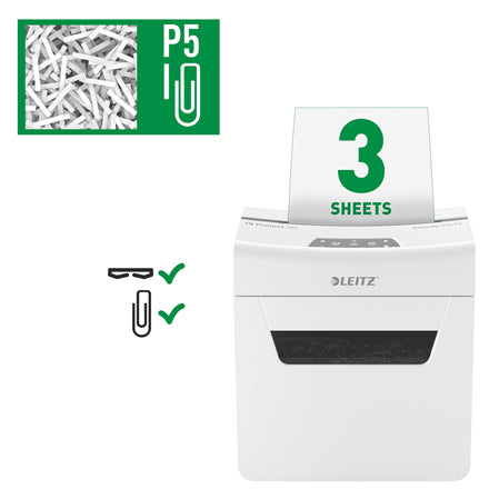 Leitz 80930000 – Aktenvernichter, DIN P-5, Mikroschnitt, 3 Blatt, 10 l
