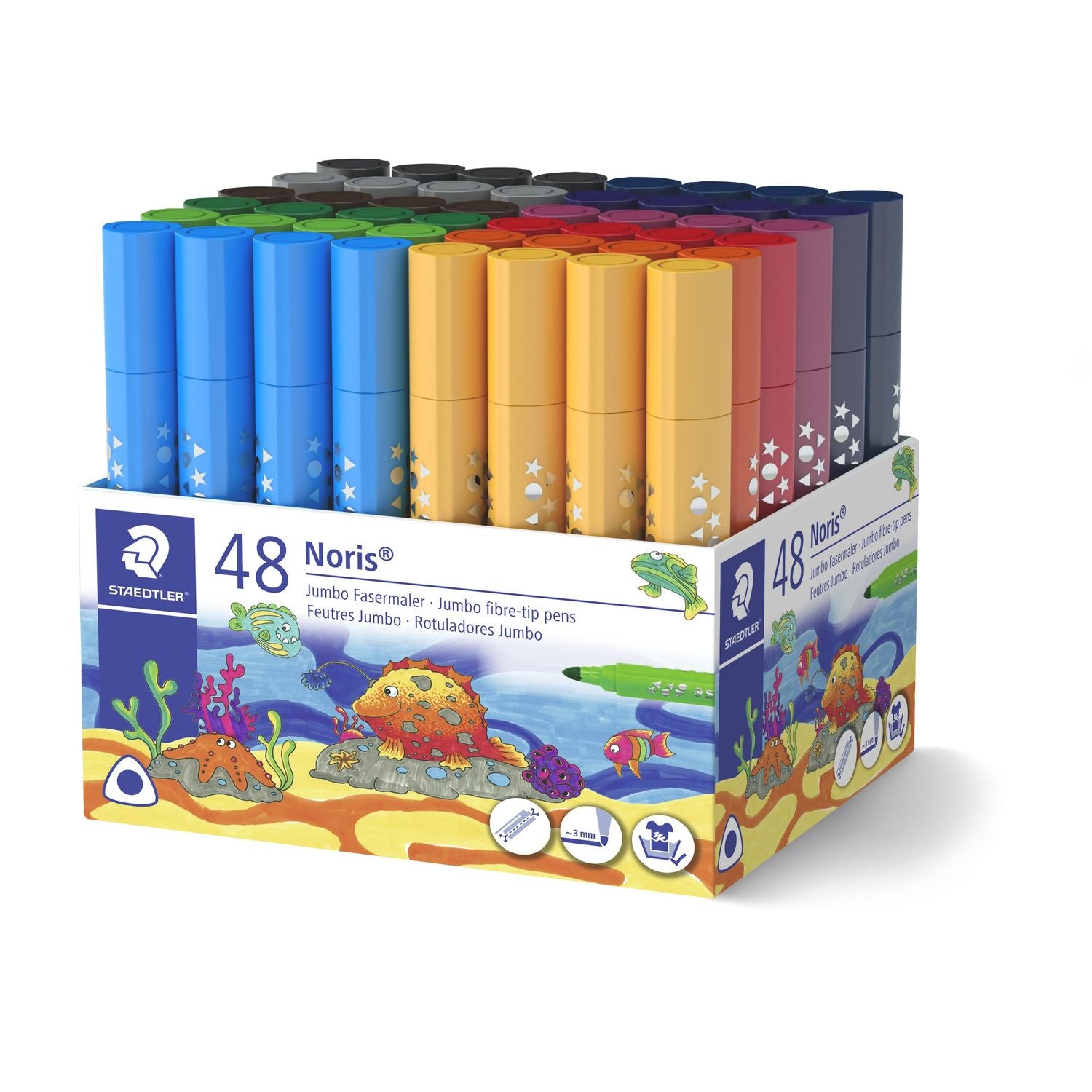 Staedtler Noris Jumbo Filzstifte – 3,0 mm, auswaschbar, 48 Farben
