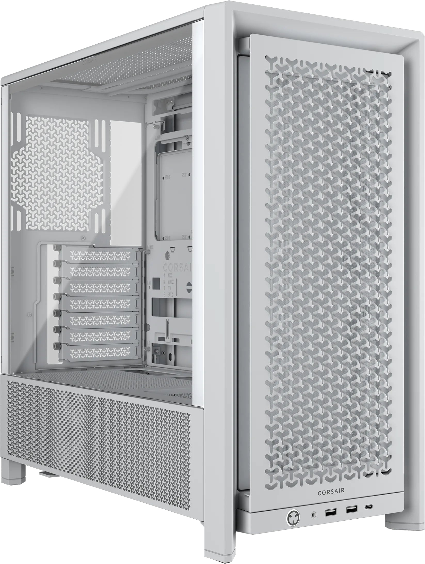 Corsair Frame 4000D – PC-Gehäuse – Midi-Tower, Weiss, ATX, EATX, mATX, Mini-ITX, Seitenfenster, 240/280/360 mm