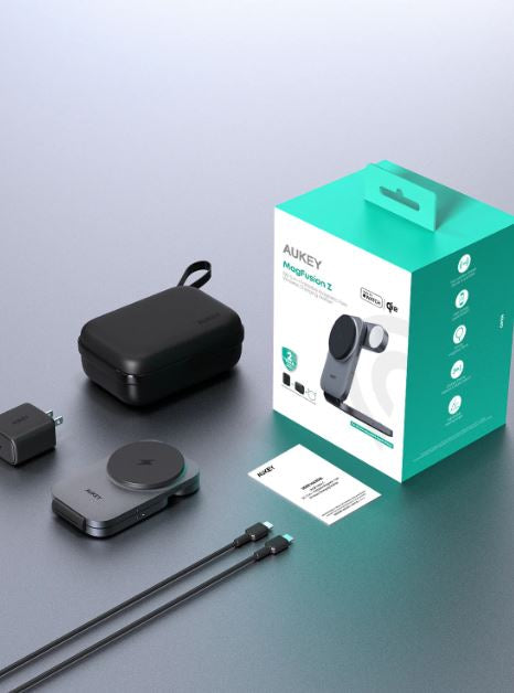 AUKEY MagFusion LC-MC312 Ladestation – 15 W, Qi2, magnetisch – für iPhone 15 Serie, Apple Watch, AirPods