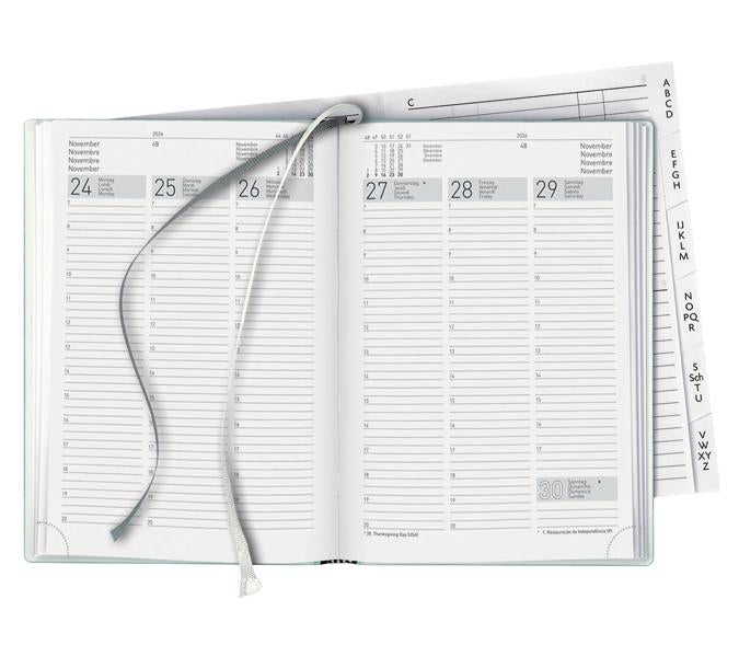 Biella Terminia Agenda – 1 Woche/2 Seiten, gebunden, 14,5 × 20,5 cm, 2026, weinrot, FSC