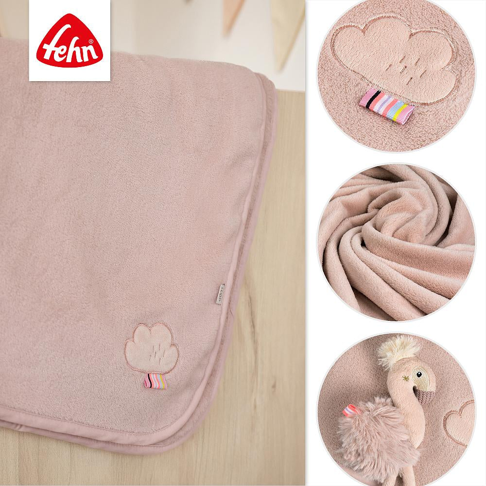 Fehn Flamingo Wohndecke – Plüsch (Polyester), Rosa – 100 × 75 cm