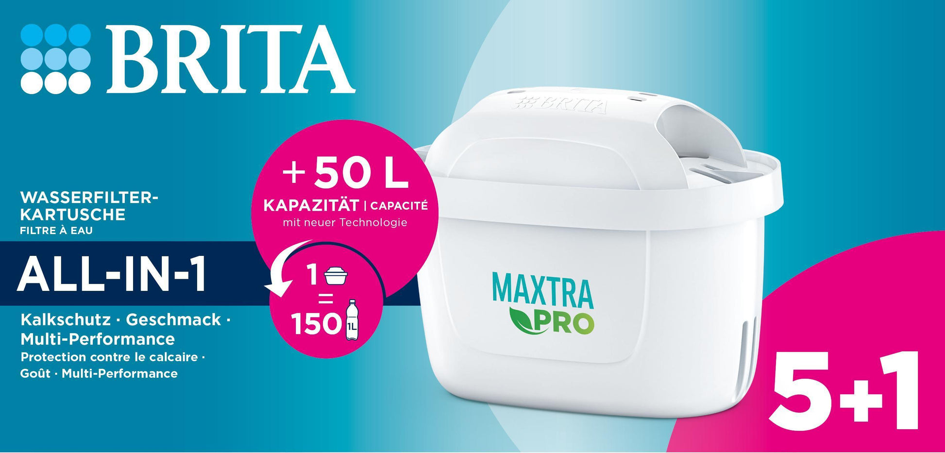 BRITA – Wasserfilter-Kartusche, Aktivkohle, für BRITA Kannen und BRITA Flow, 6 Stück