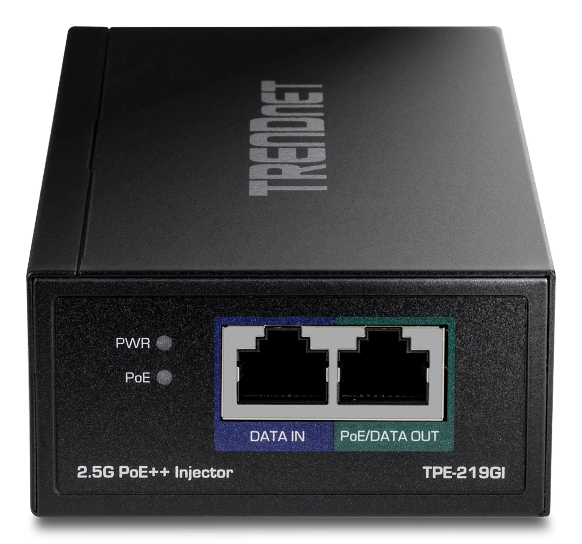 TRENDnet TPE-219GI PoE-Injektor – 2,5 Gbit/s, PoE++ (90 W), 2× RJ-45 (1× PoE), IEEE 802.3bt, Schwarz