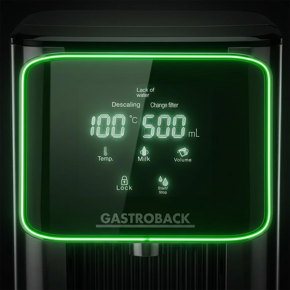 Gastroback Design Quick Wasserkocher – 2,5 l, Edelstahl, Kunststoff, Temperaturwahl, 2600 W