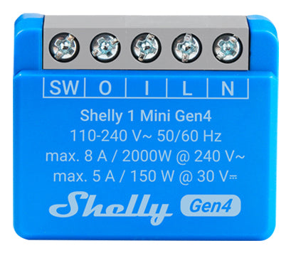 Shelly 1 Mini Gen4 – Zubehör – WLAN, Bluetooth, Zigbee, Matter, 1-Phasen – für Amazon Alexa, Google Assistant
