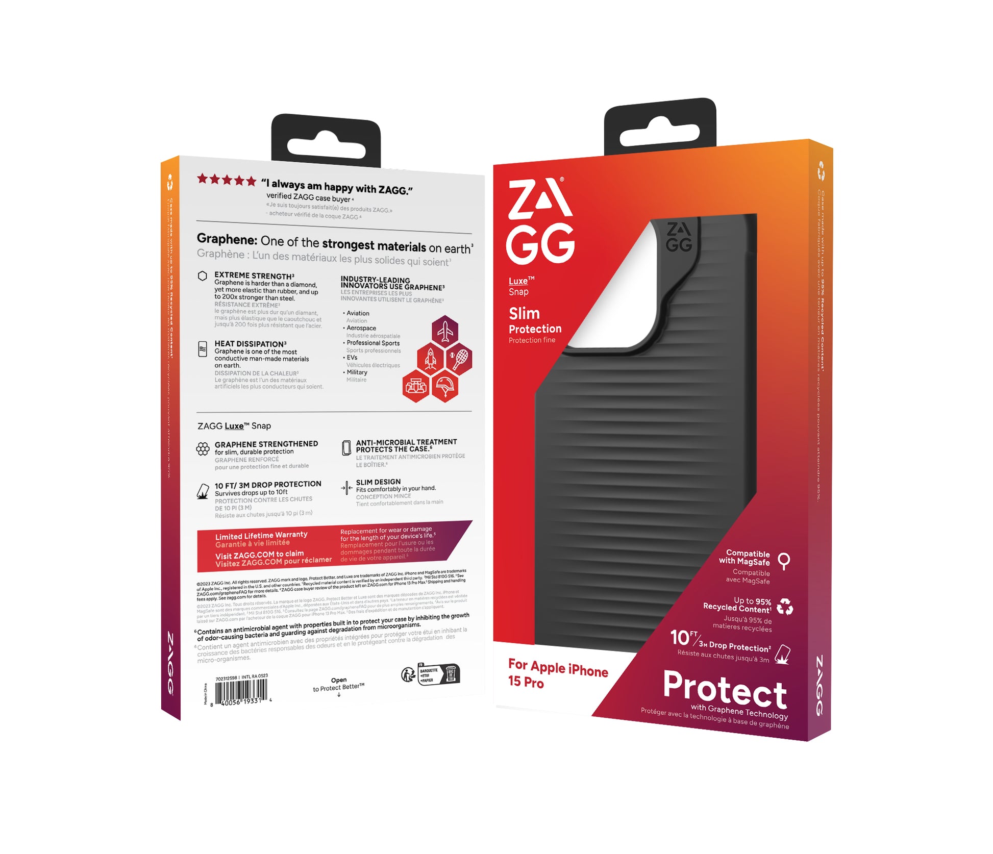 ZAGG Backcover Luxe – für Apple iPhone 15 Pro – schwarz – Snap-/Lock-Verschluss