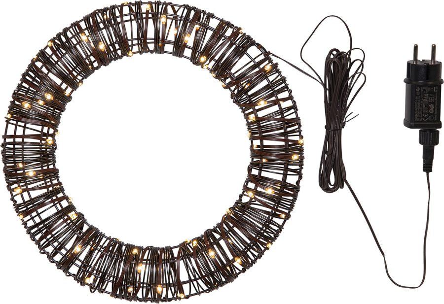 Star Trading LED-Lichterkranz – für Aussen – 40 cm – Metall & Kunststoff, Braun