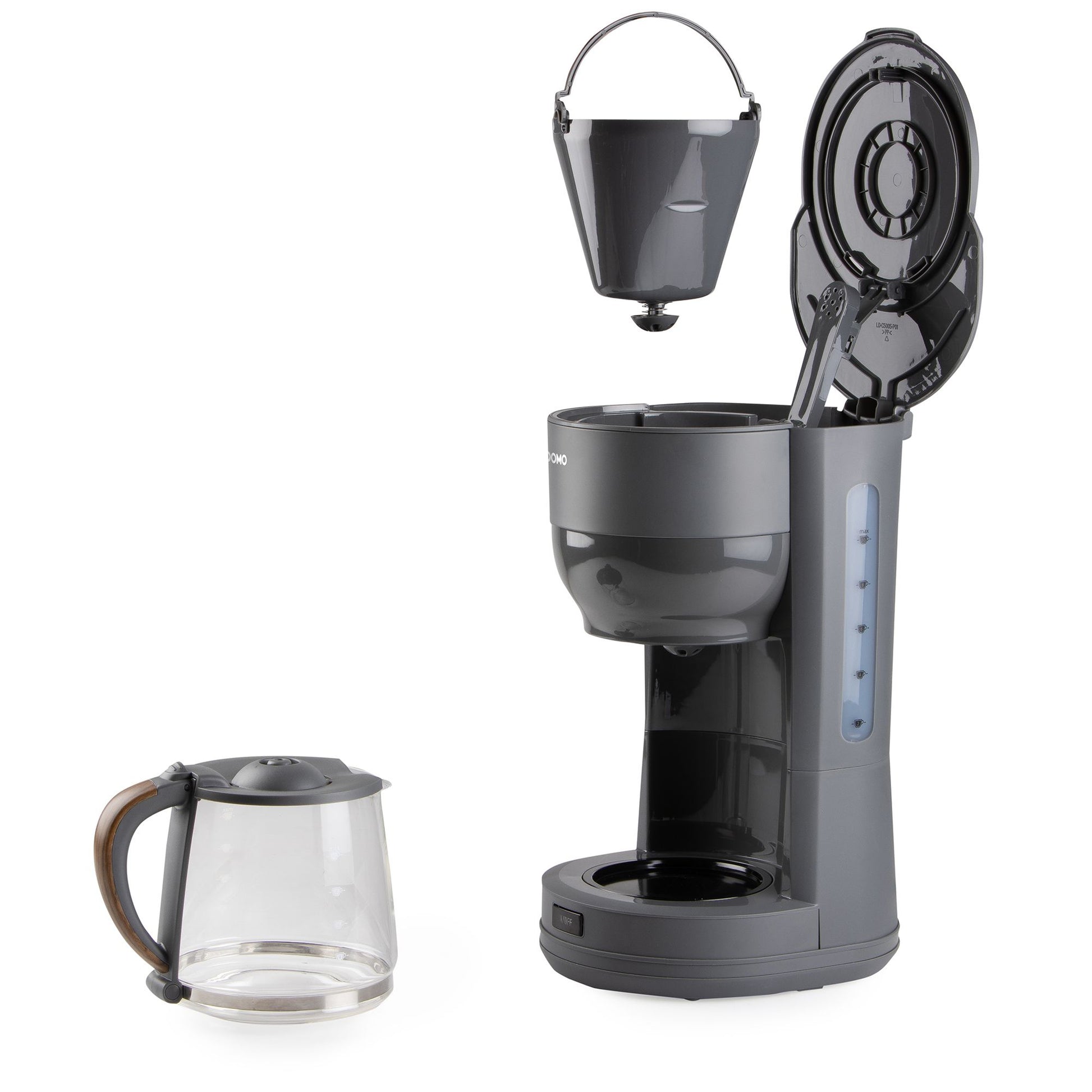 Domo DO754K Filterkaffeemaschine – 10 Tassen, 1,25 l, Melitta Filtertüten 1x4, Grau