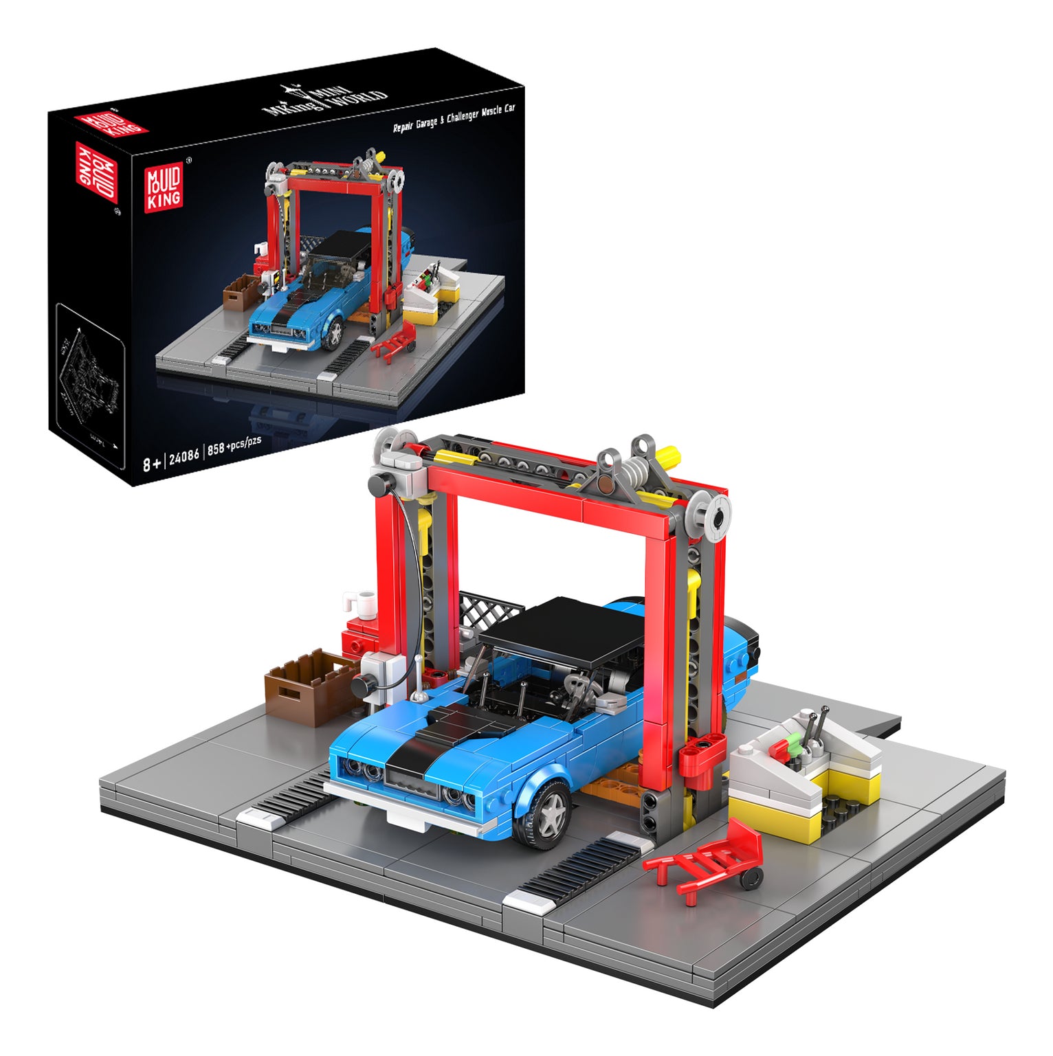 Mould King 3D Puzzle Werkstatt & Challenger Muscle Car – 858 Teile – Kunststoff – 23,2×14×25,6 cm – ab 8 J.