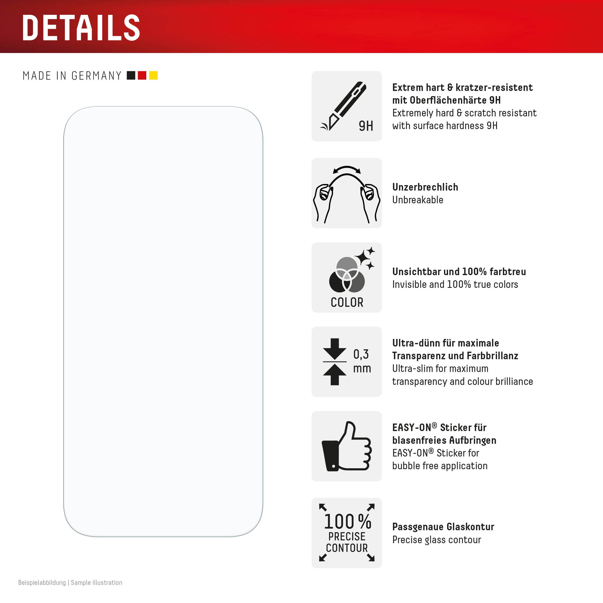 Displex Displayschutz (Panzerglas), 9H – für iPhone 16 Pro Max