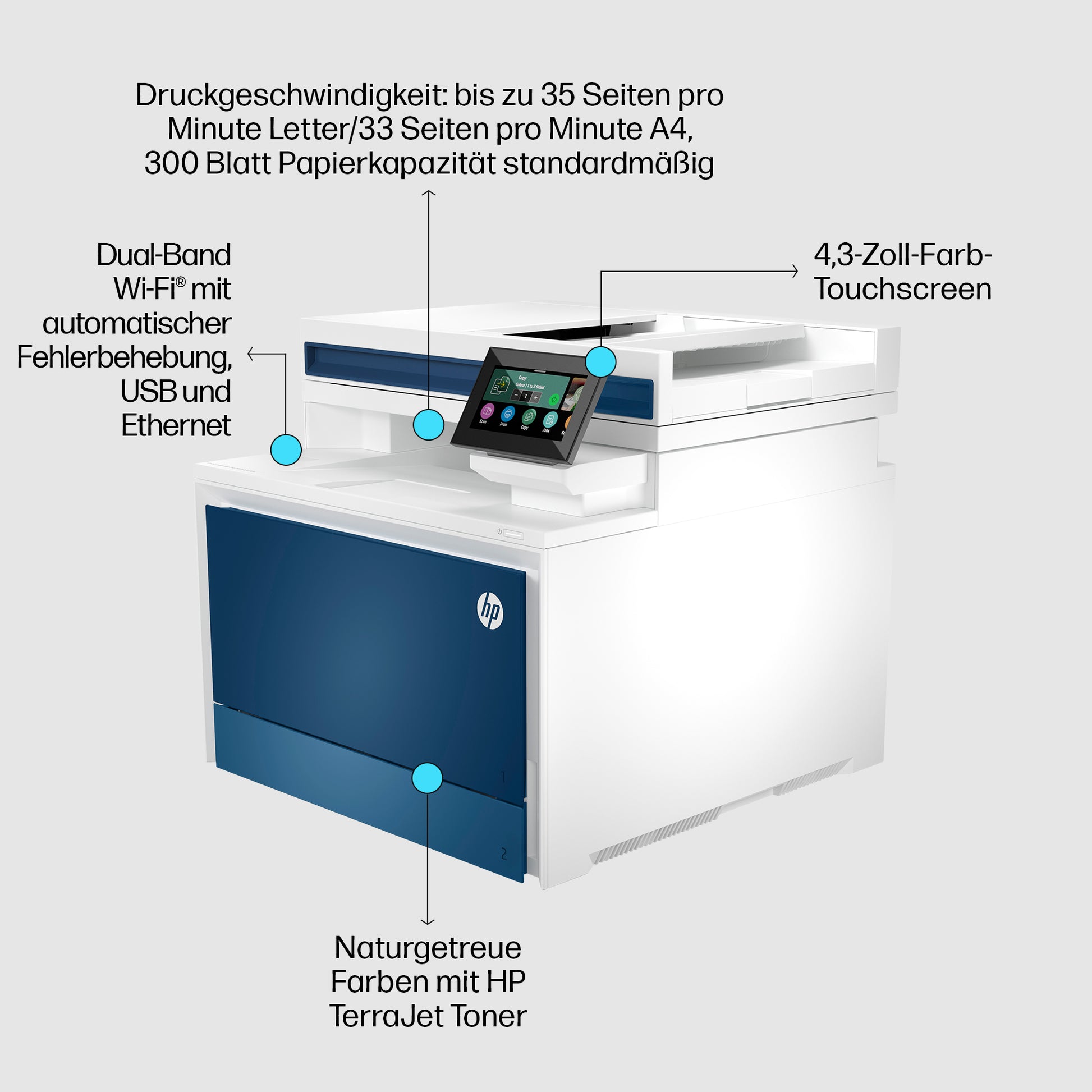 HP Color LaserJet Pro 4302DW – Farbiger Laser-MFP A4 – WLAN – Duplex