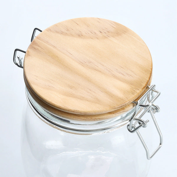 Zeller Present Vorratsdose 750 ml, Ø 11 × 14,2 cm, Glas/Kiefer, transparent