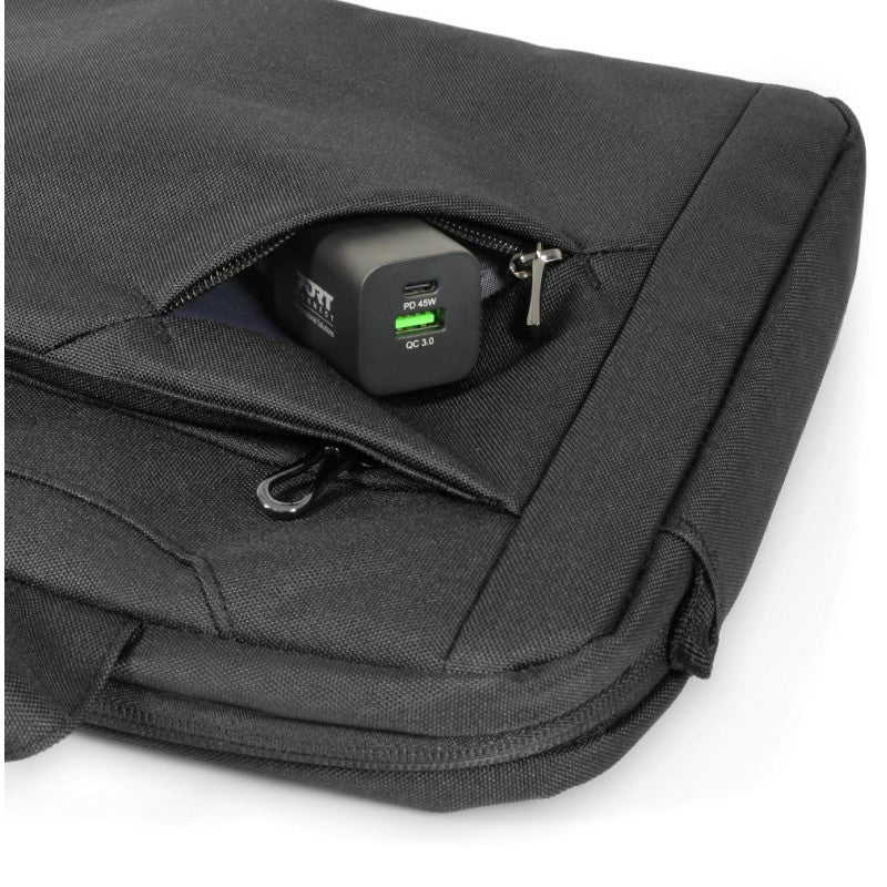 Port Designs Sydney Notebook-Tasche bis 14" – Gepolstertes Laptopfach, Abnehmbarer Schultergurt – Schwarz
