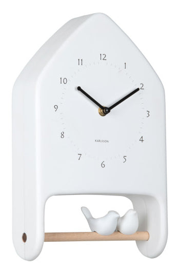 Karlsson Love Birds Wanduhr – Analog, 20 × 32 × 7,1 cm, weiss, Kunststoff