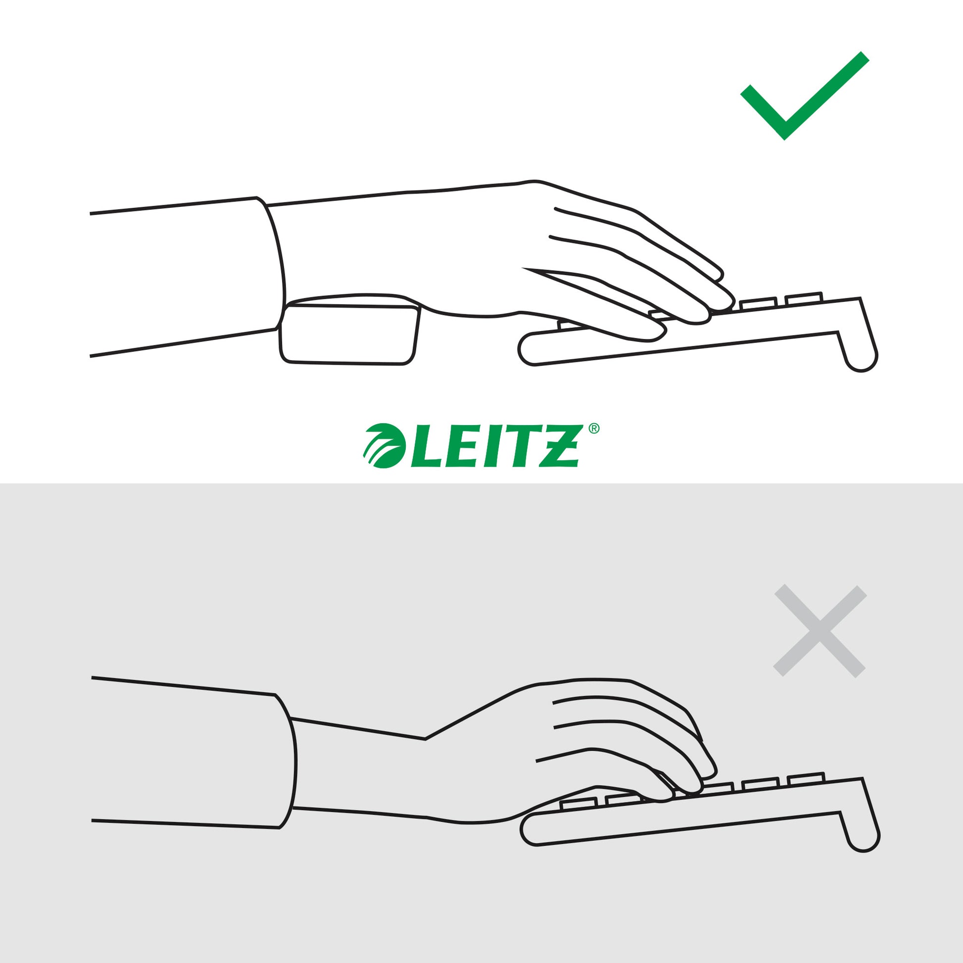 Leitz Handgelenkauflage für Tastatur – Grau – Breite 437 mm