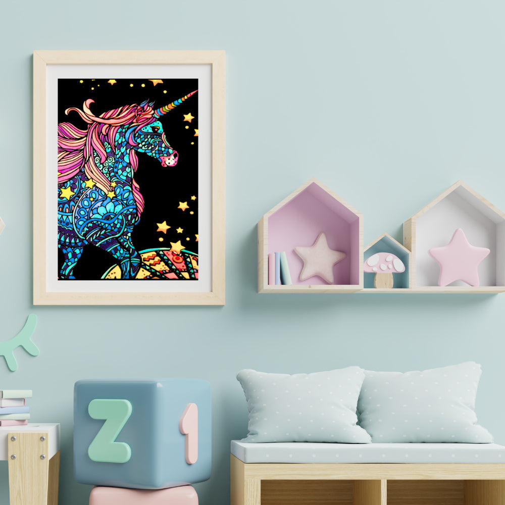 Tataruga Samtbild zum Ausmalen, Einhorn, A4