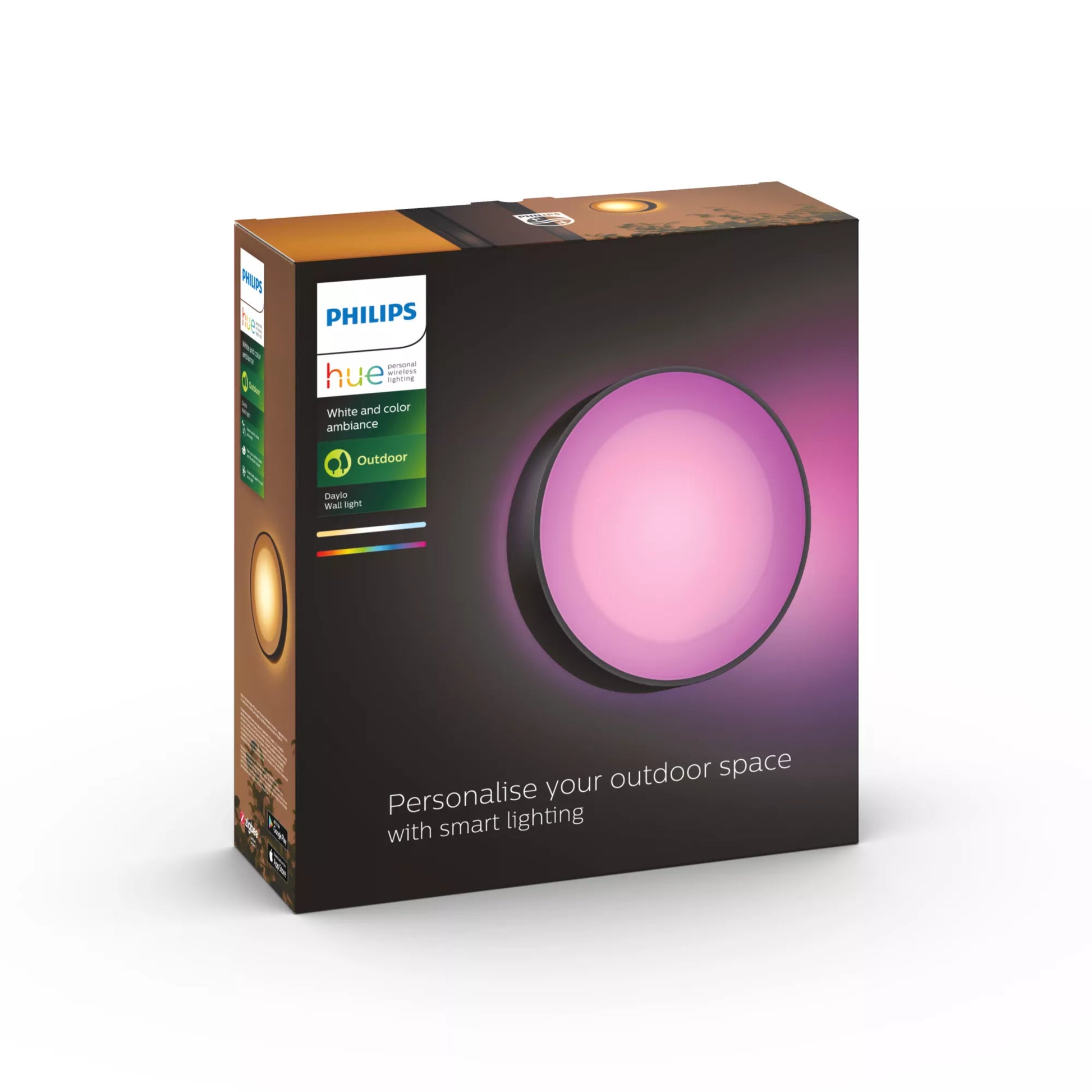 Philips by Signify Philips Hue Aussenwandleuchte – ZigBee, Bluetooth – für Philips Hue – dimmbar – Schwarz – Aluminium