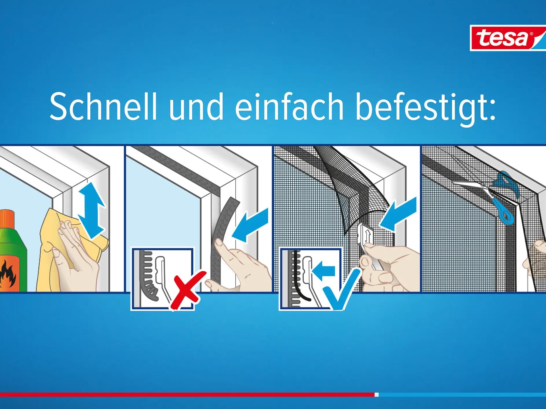 TESA Fenster-Fliegengitter – 120 × 240 cm – Anthrazit – Polyester – Klettband – Für Fenster