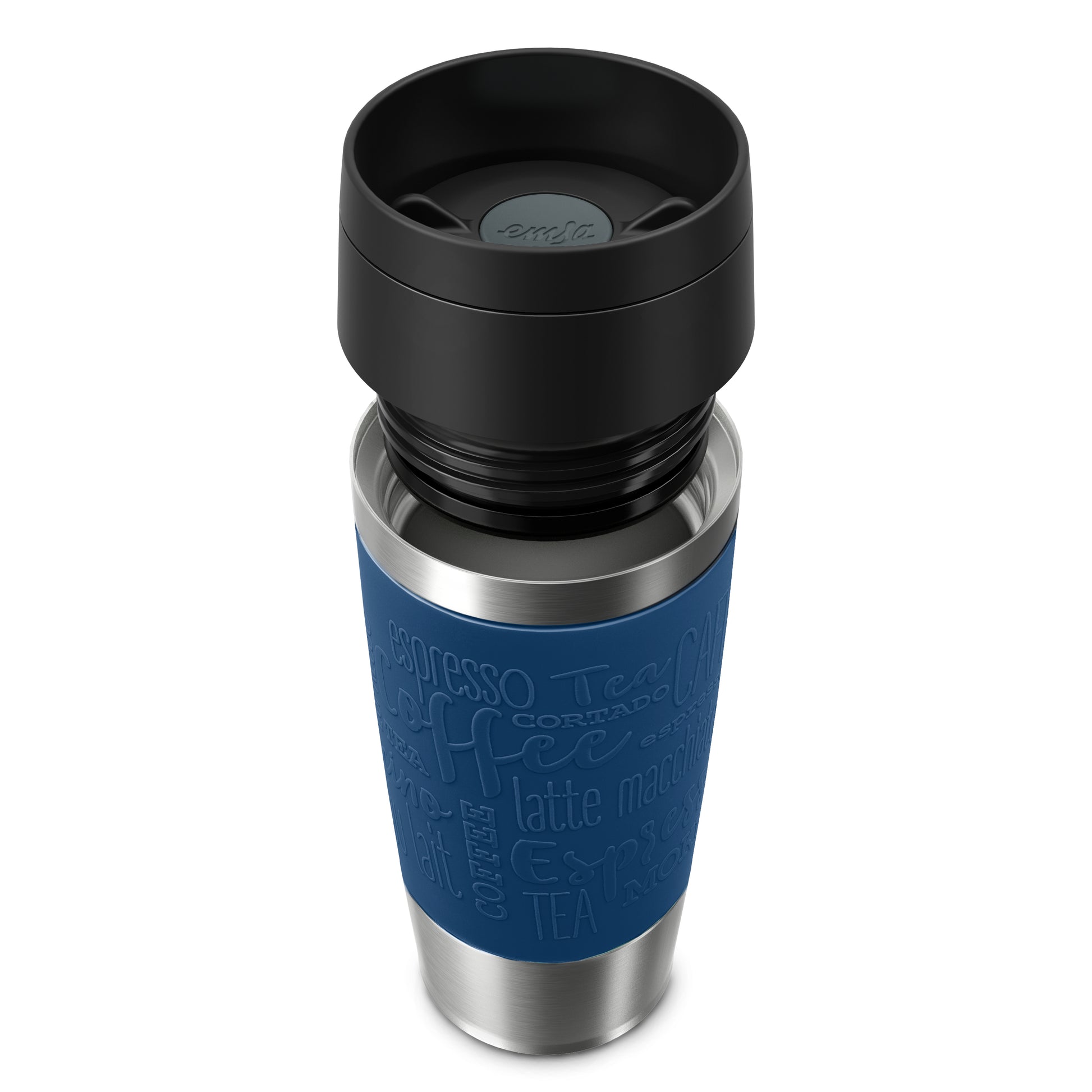 EMSA Travel Mug Classic Thermobecher 360 ml – doppelwandig 4 h heiss/8 h kalt, Edelstahl, Dunkelblau