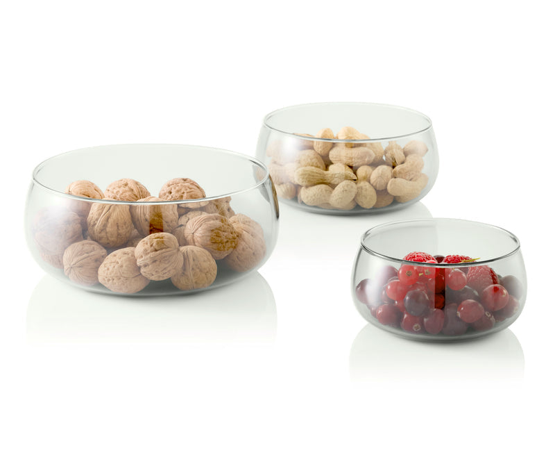 AdHoc Schale Yuna – 3er Set, 1,0 l, Borosilikatglas, Transparent, spülmaschinenfest, backofentauglich