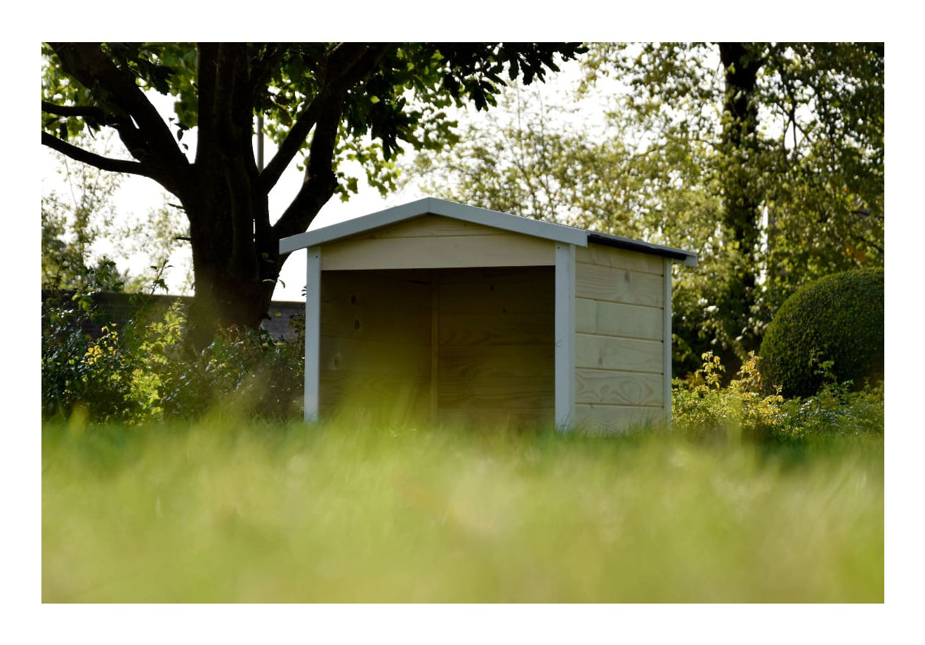 Dobar Oslo Mähroboter-Garage Spitzdach – Pinienholz – Braun – 680 × 520 × 760 mm