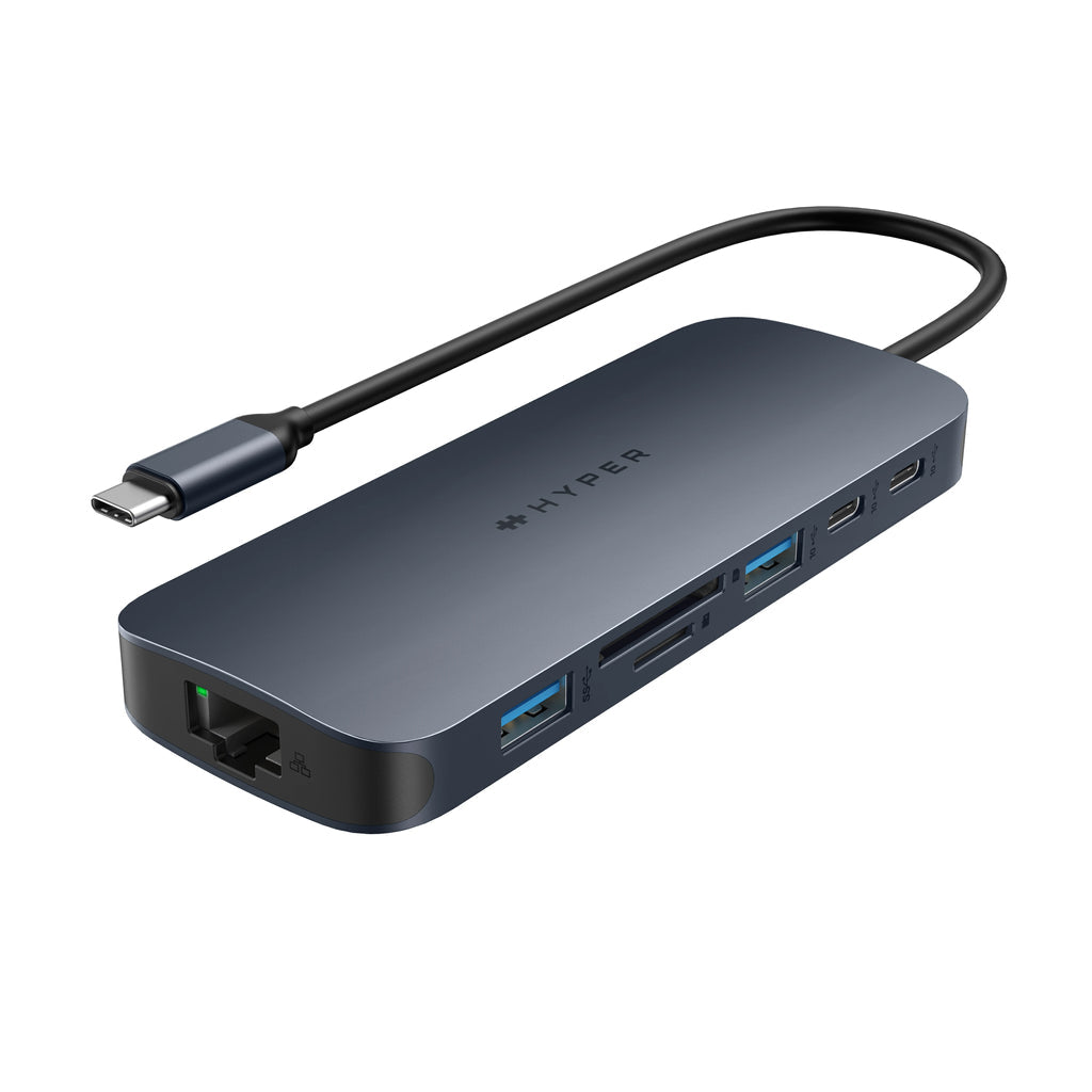 HYPER HD4006GL USB-Hub – USB-C, 2× HDMI, 2× USB-A, 3× USB-C, 140 W PD, GbE, für Windows/Mac/ChromeOS