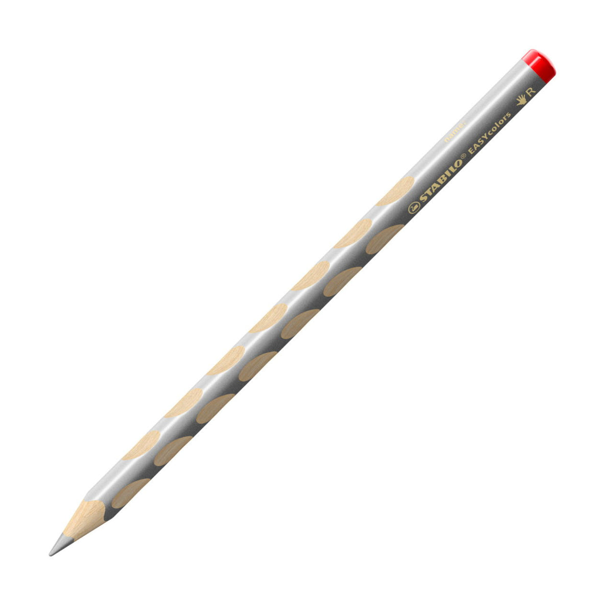 STABILO Buntstift EASYcolors R – Einzelstift Silber, Dreikant, Minen-Ø 4,2 mm, mit Spitzer
